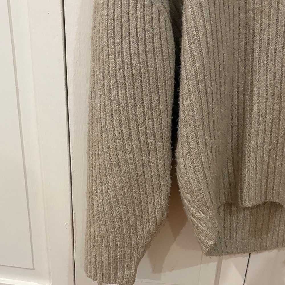 Women's Tan Deep V-Neck Sweater - Picture 5 of 13